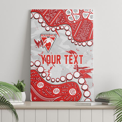 Personalized Sydney Swans Canvas Wall Art Aboriginal Pattern with Graffiti Style