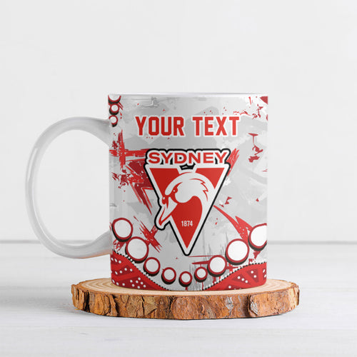 Personalized Sydney Swans Ceramic Mug Aboriginal Pattern with Graffiti Style