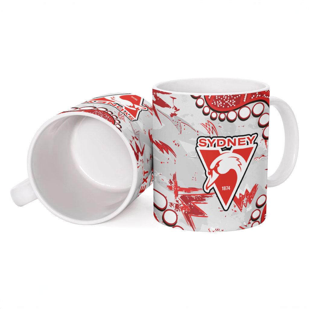 Personalized Sydney Swans Ceramic Mug Aboriginal Pattern with Graffiti Style