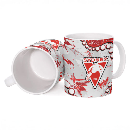 Personalized Sydney Swans Ceramic Mug Aboriginal Pattern with Graffiti Style