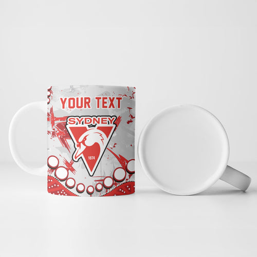 Personalized Sydney Swans Ceramic Mug Aboriginal Pattern with Graffiti Style