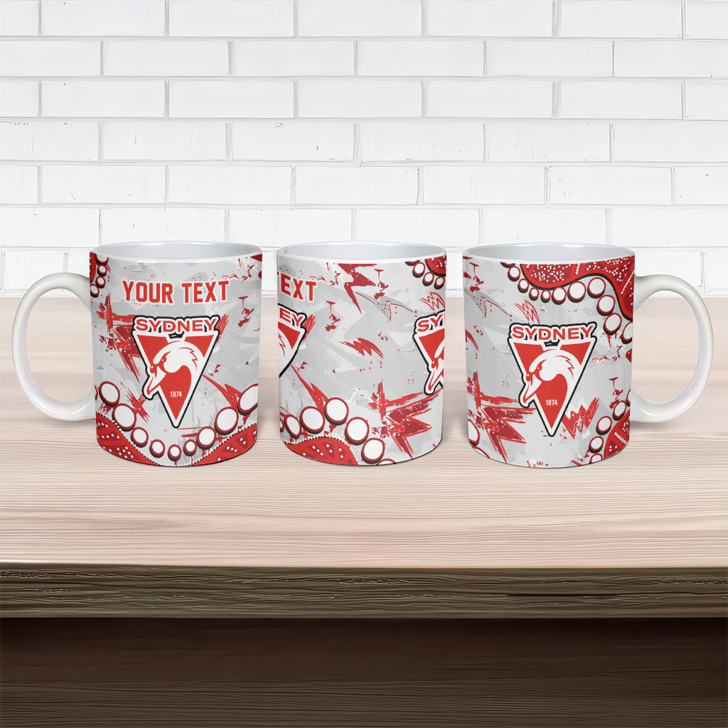Personalized Sydney Swans Ceramic Mug Aboriginal Pattern with Graffiti Style