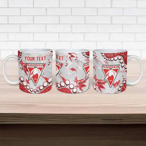 Personalized Sydney Swans Ceramic Mug Aboriginal Pattern with Graffiti Style