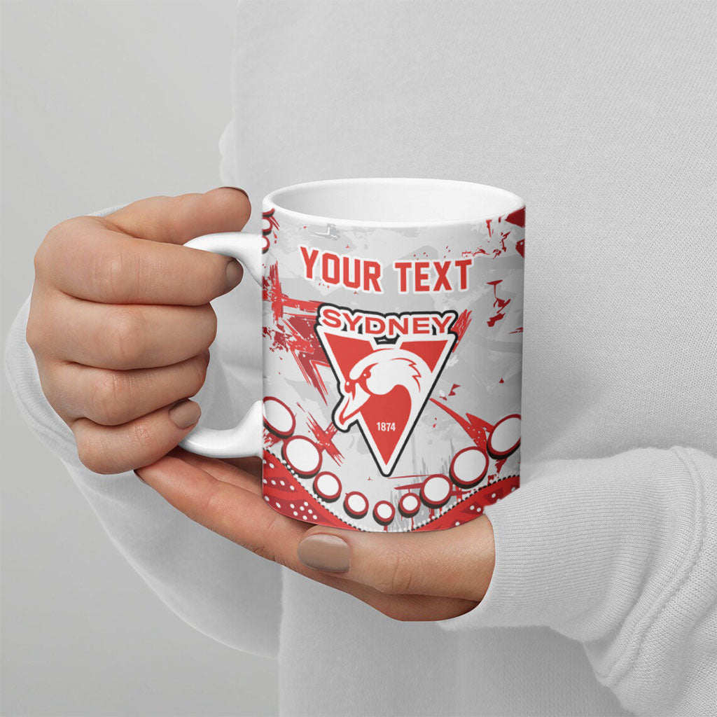 Personalized Sydney Swans Ceramic Mug Aboriginal Pattern with Graffiti Style