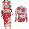 Personalized Sydney Swans Couples Matching Long Sleeve Bodycon Dress and Long Sleeve Button Shirt Aboriginal Pattern with Graffiti Style