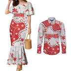 Personalized Sydney Swans Couples Matching Mermaid Dress and Long Sleeve Button Shirt Aboriginal Pattern with Graffiti Style