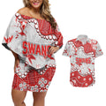 Personalized Sydney Swans Couples Matching Off Shoulder Short Dress and Hawaiian Shirt Aboriginal Pattern with Graffiti Style