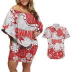 Personalized Sydney Swans Couples Matching Off Shoulder Short Dress and Hawaiian Shirt Aboriginal Pattern with Graffiti Style