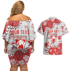 Personalized Sydney Swans Couples Matching Off Shoulder Short Dress and Hawaiian Shirt Aboriginal Pattern with Graffiti Style