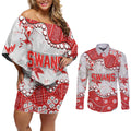 Personalized Sydney Swans Couples Matching Off Shoulder Short Dress and Long Sleeve Button Shirt Aboriginal Pattern with Graffiti Style