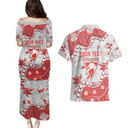 Personalized Sydney Swans Couples Matching Puletasi and Hawaiian Shirt Aboriginal Pattern with Graffiti Style