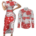 Personalized Sydney Swans Couples Matching Short Sleeve Bodycon Dress and Long Sleeve Button Shirt Aboriginal Pattern with Graffiti Style