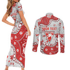 Personalized Sydney Swans Couples Matching Short Sleeve Bodycon Dress and Long Sleeve Button Shirt Aboriginal Pattern with Graffiti Style