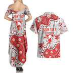 Personalized Sydney Swans Couples Matching Summer Maxi Dress and Hawaiian Shirt Aboriginal Pattern with Graffiti Style