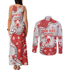 Personalized Sydney Swans Couples Matching Tank Maxi Dress and Long Sleeve Button Shirt Aboriginal Pattern with Graffiti Style