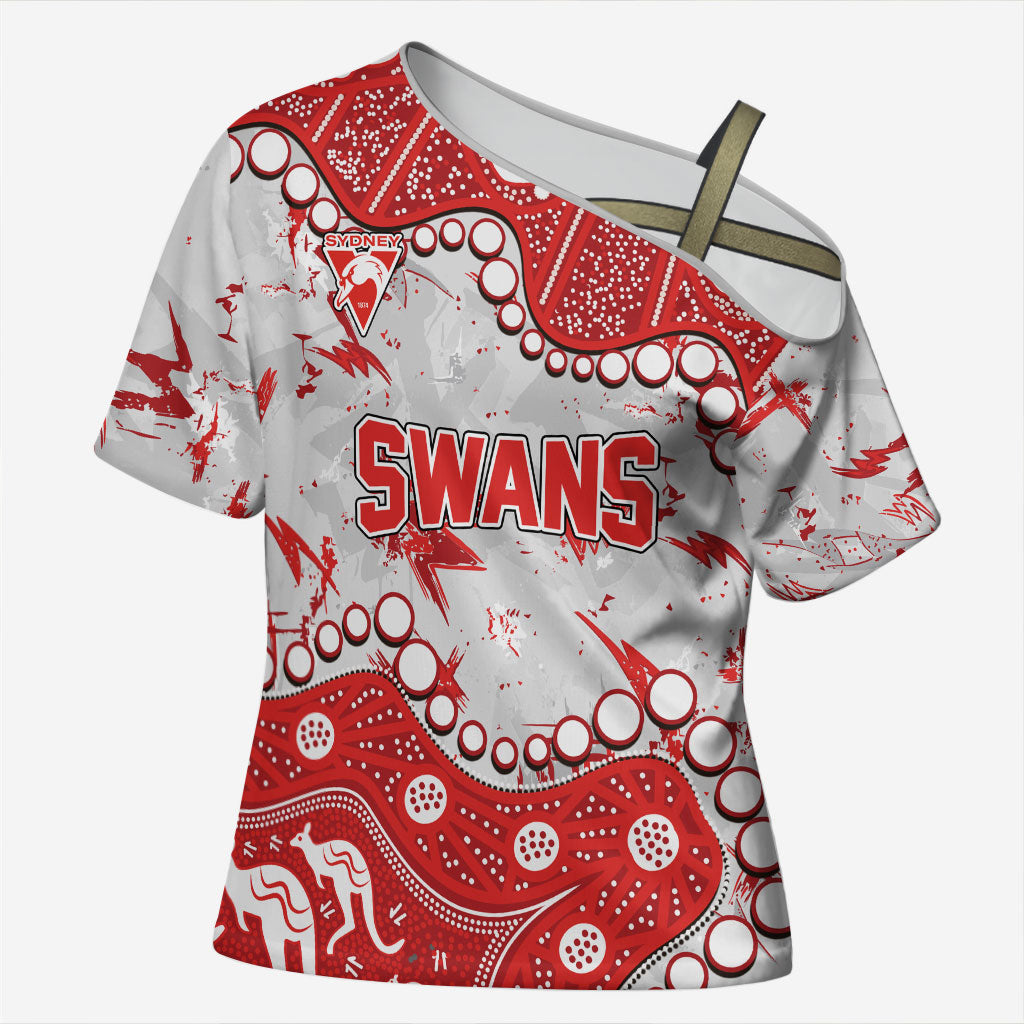 Personalized Sydney Swans Cross Shoulder Shirt Aboriginal Pattern with Graffiti Style