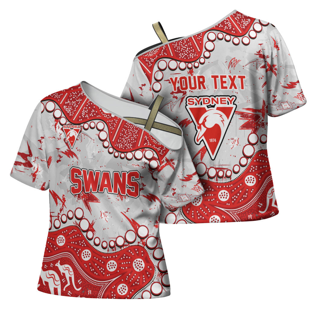 Personalized Sydney Swans Cross Shoulder Shirt Aboriginal Pattern with Graffiti Style