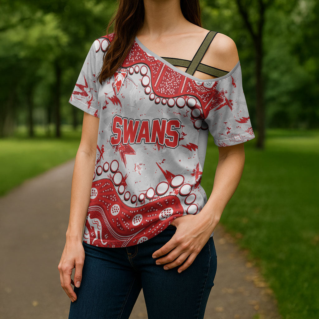 Personalized Sydney Swans Cross Shoulder Shirt Aboriginal Pattern with Graffiti Style