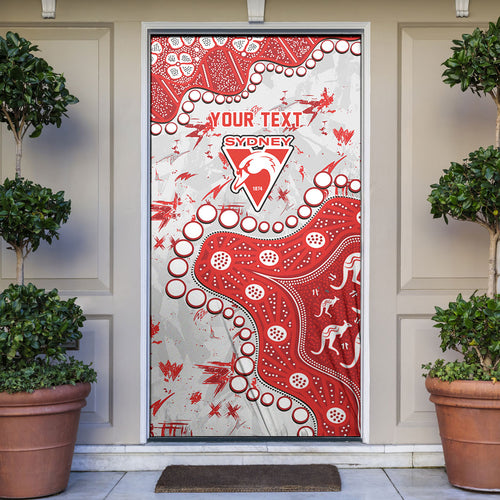 Personalized Sydney Swans Door Cover Aboriginal Pattern with Graffiti Style