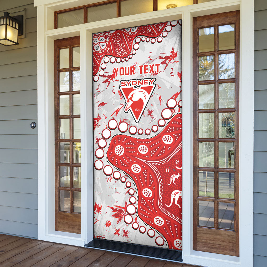 Personalized Sydney Swans Door Cover Aboriginal Pattern with Graffiti Style