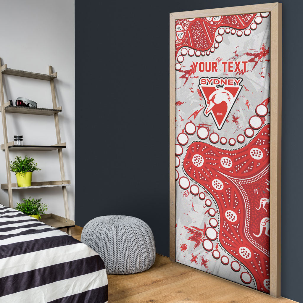 Personalized Sydney Swans Door Cover Aboriginal Pattern with Graffiti Style