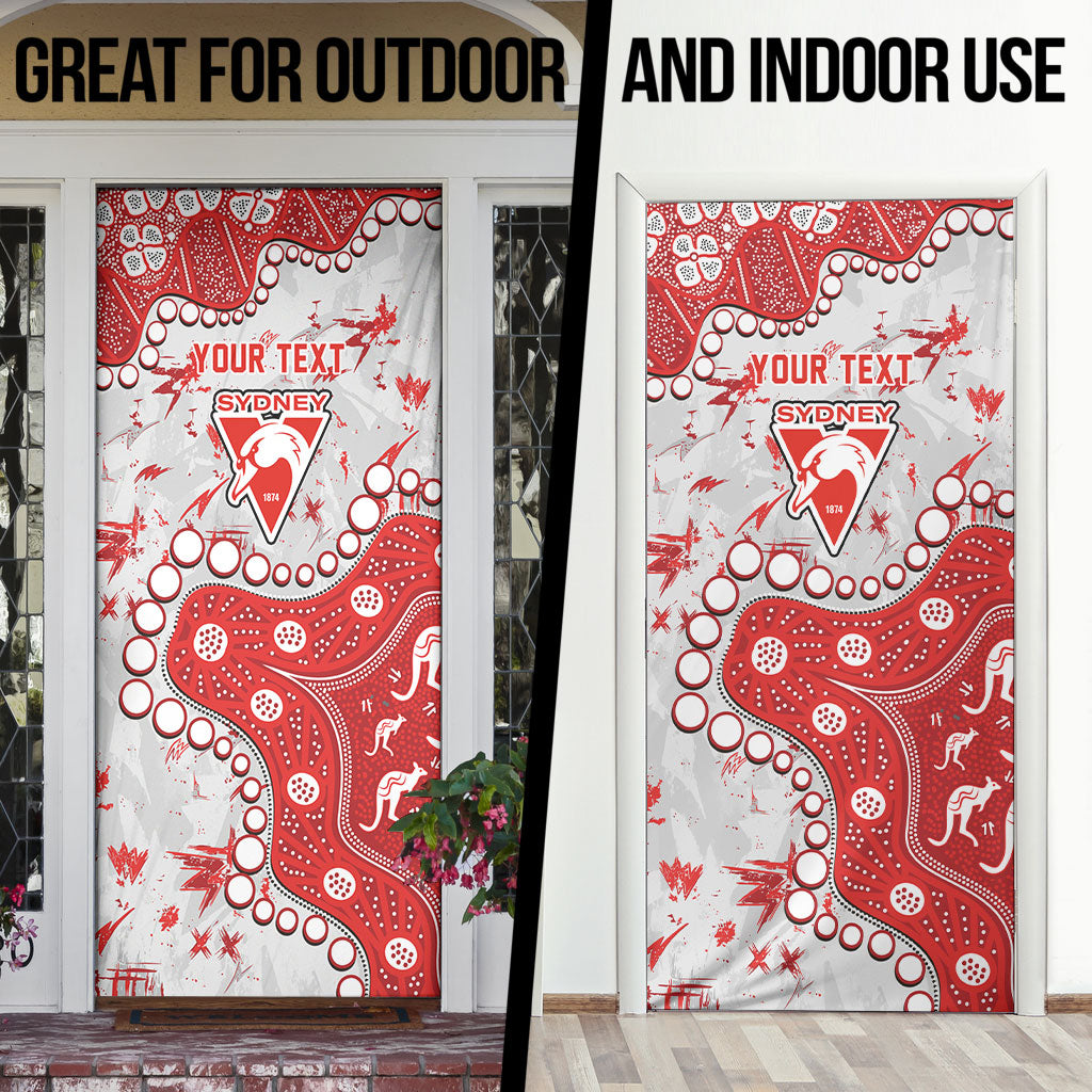 Personalized Sydney Swans Door Cover Aboriginal Pattern with Graffiti Style