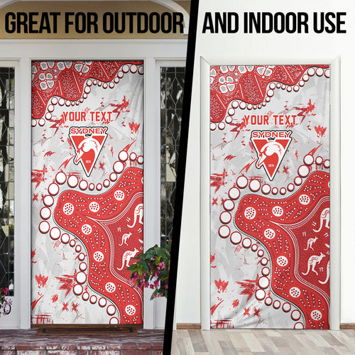Personalized Sydney Swans Door Cover Aboriginal Pattern with Graffiti Style