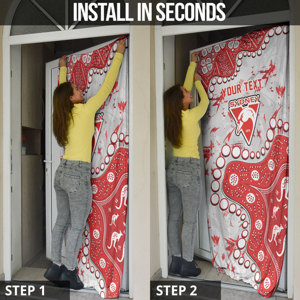 Personalized Sydney Swans Door Cover Aboriginal Pattern with Graffiti Style