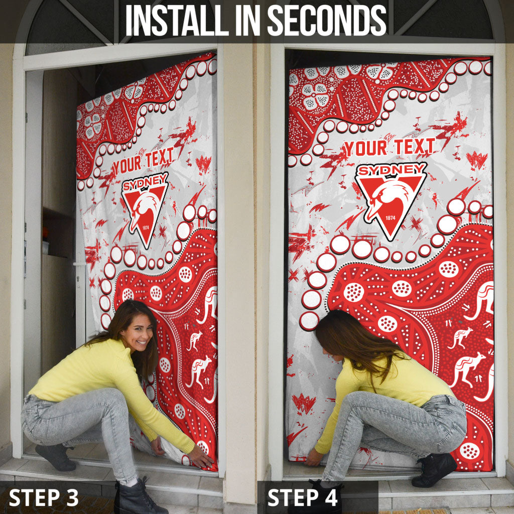 Personalized Sydney Swans Door Cover Aboriginal Pattern with Graffiti Style