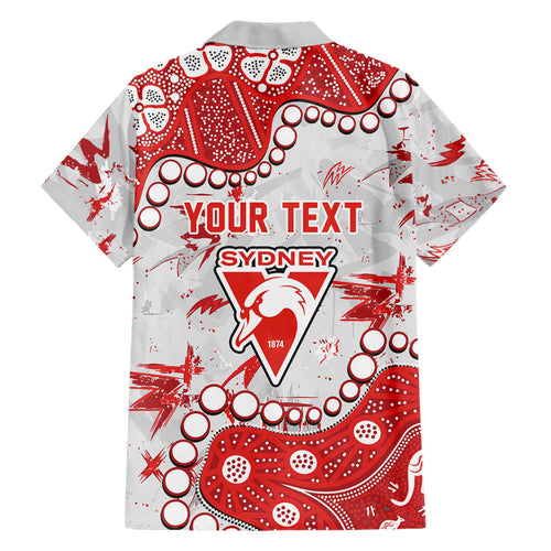 Personalized Sydney Swans Family Matching Long Sleeve Bodycon Dress and Hawaiian Shirt Aboriginal Pattern with Graffiti Style
