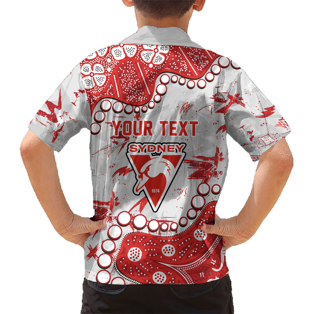 Personalized Sydney Swans Family Matching Off The Shoulder Long Sleeve Dress and Hawaiian Shirt Aboriginal Pattern with Graffiti Style