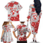 Personalized Sydney Swans Family Matching Off The Shoulder Long Sleeve Dress and Hawaiian Shirt Aboriginal Pattern with Graffiti Style