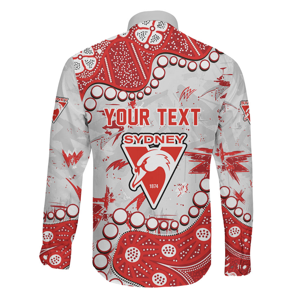 Personalized Sydney Swans Family Matching Off The Shoulder Long Sleeve Dress and Hawaiian Shirt Aboriginal Pattern with Graffiti Style