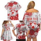 Personalized Sydney Swans Family Matching Off Shoulder Short Dress and Hawaiian Shirt Aboriginal Pattern with Graffiti Style