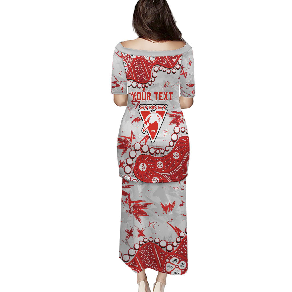 Personalized Sydney Swans Family Matching Puletasi and Hawaiian Shirt Aboriginal Pattern with Graffiti Style