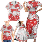 Personalized Sydney Swans Family Matching Short Sleeve Bodycon Dress and Hawaiian Shirt Aboriginal Pattern with Graffiti Style