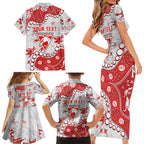 Personalized Sydney Swans Family Matching Short Sleeve Bodycon Dress and Hawaiian Shirt Aboriginal Pattern with Graffiti Style