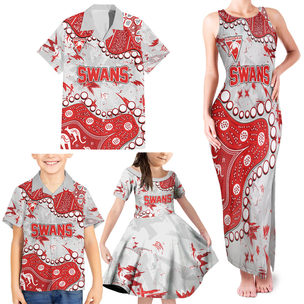 Personalized Sydney Swans Family Matching Tank Maxi Dress and Hawaiian Shirt Aboriginal Pattern with Graffiti Style