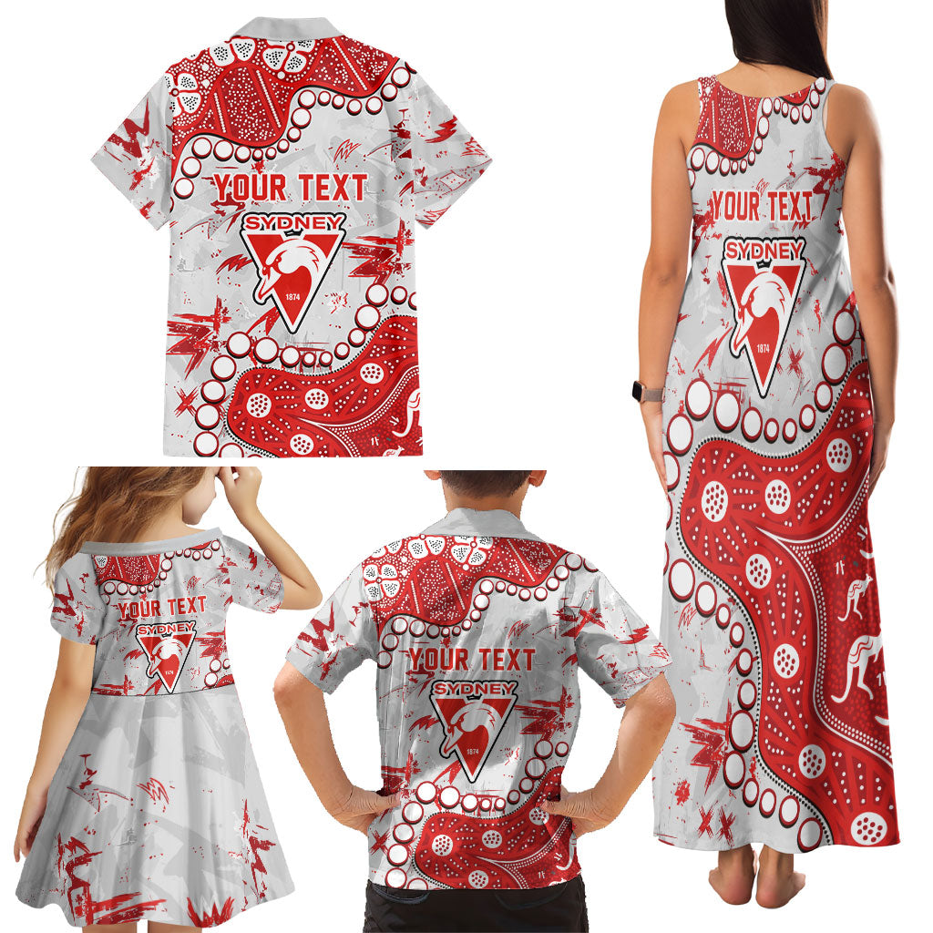 Personalized Sydney Swans Family Matching Tank Maxi Dress and Hawaiian Shirt Aboriginal Pattern with Graffiti Style