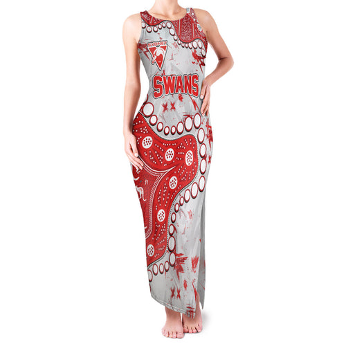 Personalized Sydney Swans Family Matching Tank Maxi Dress and Hawaiian Shirt Aboriginal Pattern with Graffiti Style