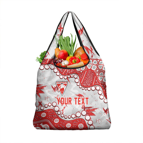 Personalized Sydney Swans Grocery Bag Aboriginal Pattern with Graffiti Style