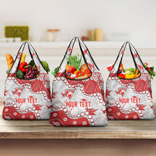 Personalized Sydney Swans Grocery Bag Aboriginal Pattern with Graffiti Style