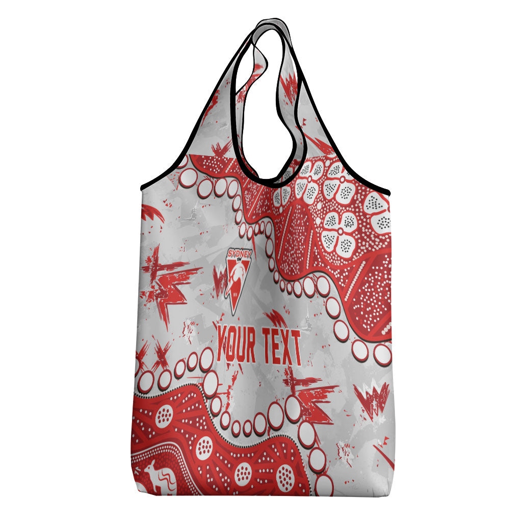 Personalized Sydney Swans Grocery Bag Aboriginal Pattern with Graffiti Style