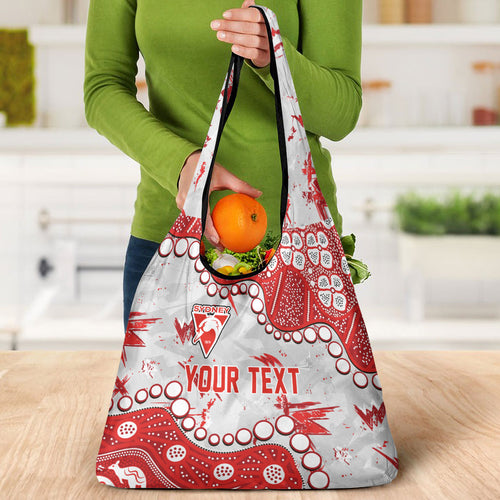 Personalized Sydney Swans Grocery Bag Aboriginal Pattern with Graffiti Style