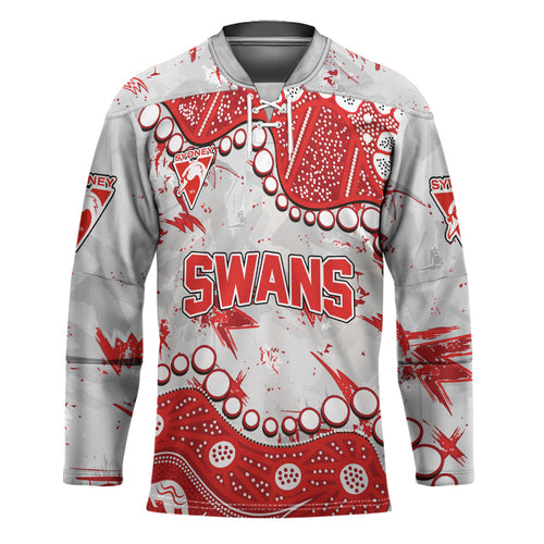 Personalized Sydney Swans Hockey Jersey Aboriginal Pattern with Graffiti Style