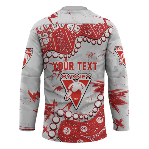 Personalized Sydney Swans Hockey Jersey Aboriginal Pattern with Graffiti Style