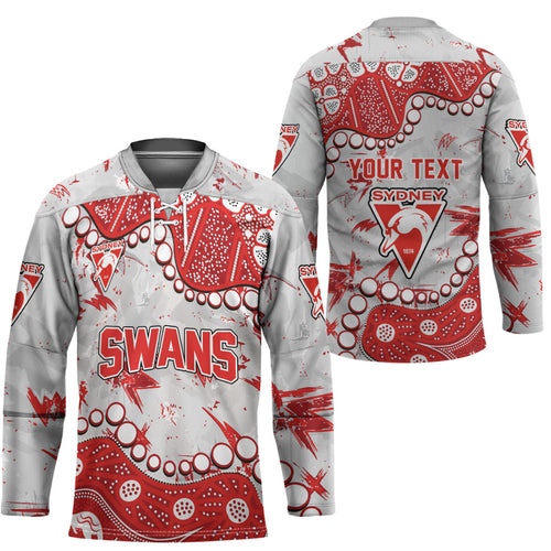 Personalized Sydney Swans Hockey Jersey Aboriginal Pattern with Graffiti Style