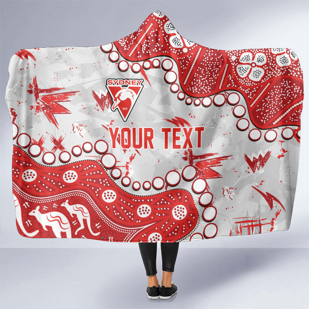 Personalized Sydney Swans Hooded Blanket Aboriginal Pattern with Graffiti Style