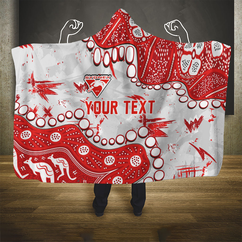 Personalized Sydney Swans Hooded Blanket Aboriginal Pattern with Graffiti Style