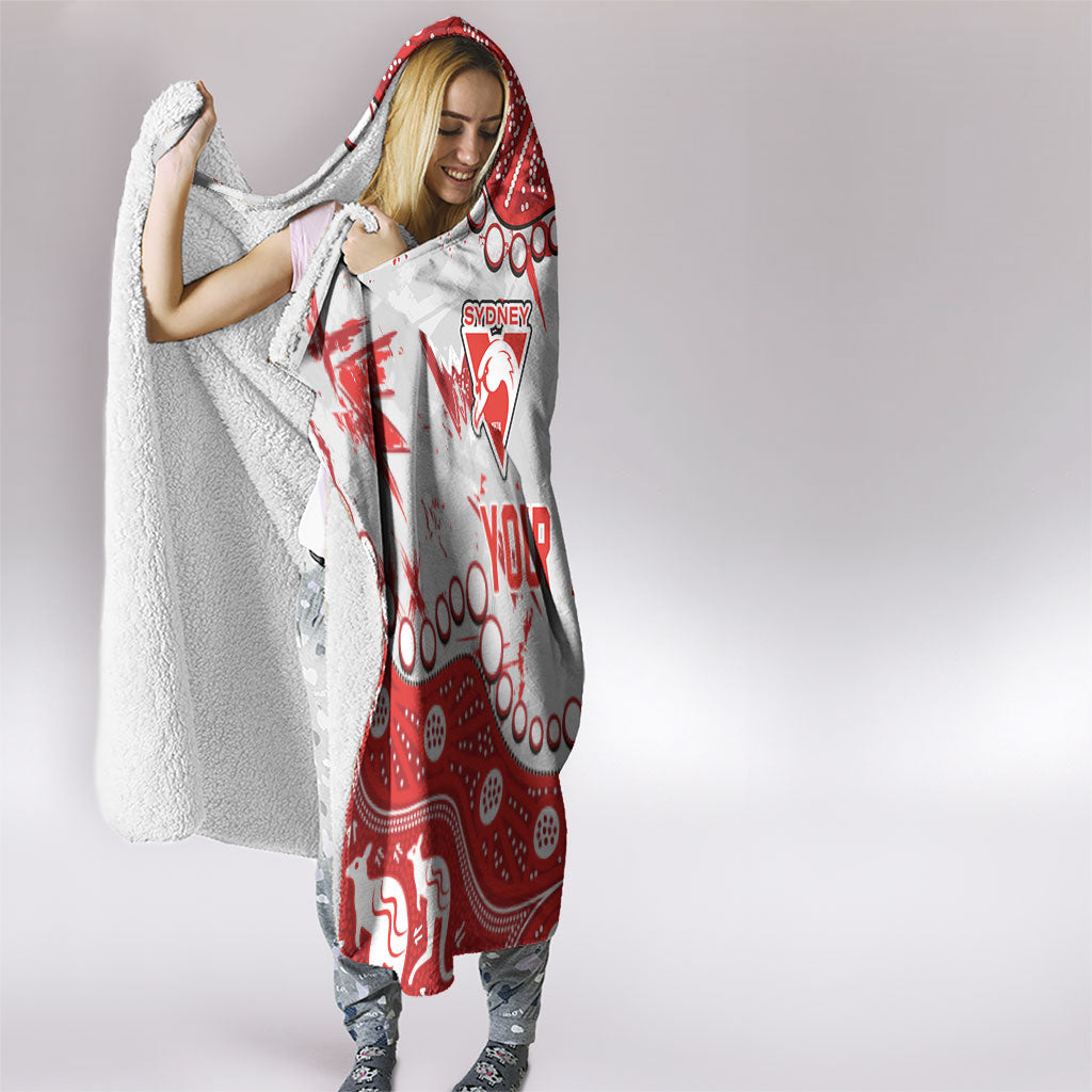 Personalized Sydney Swans Hooded Blanket Aboriginal Pattern with Graffiti Style